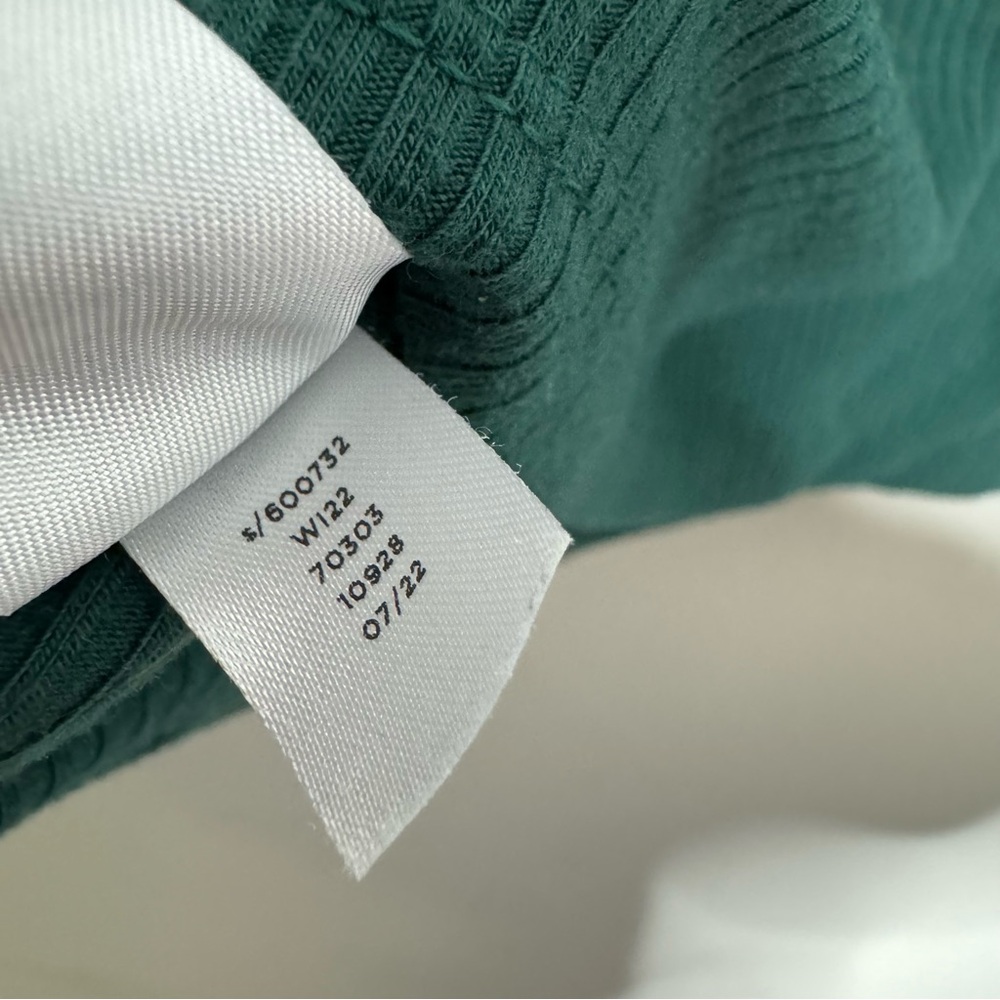 Loft Ruffle Neckline Green Ribbed Long Sleeve Blouse Size Medium - Picture 6 of 7